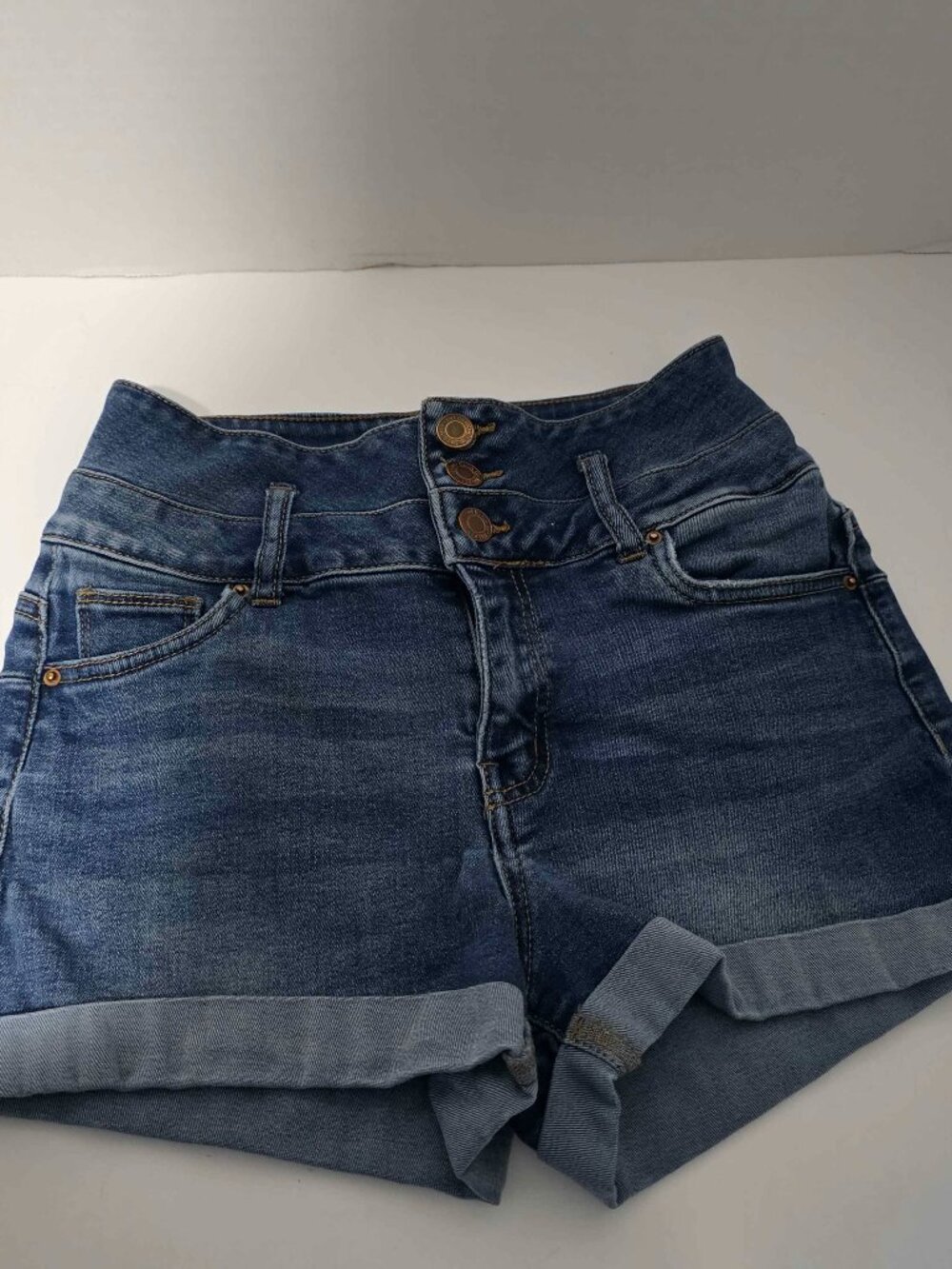 Ibiza High Rise Push Up Denim Shorts Cuffed Hem Junior's Size 3